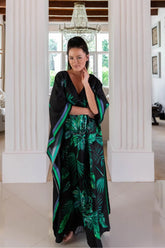 Heidi Steck - Black Palm -  100% Silk Kaftan